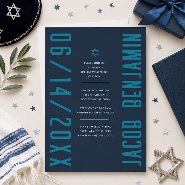 Bar Mitzvah Invitation Modern Minimalist (Creator Uploaded)