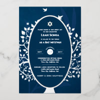 Bar Mitzvah Invitation REAL FOIL Tree of Life Gold