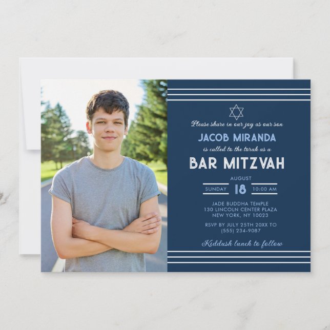 Bar Mitzvah Invitation With Photo (Front)