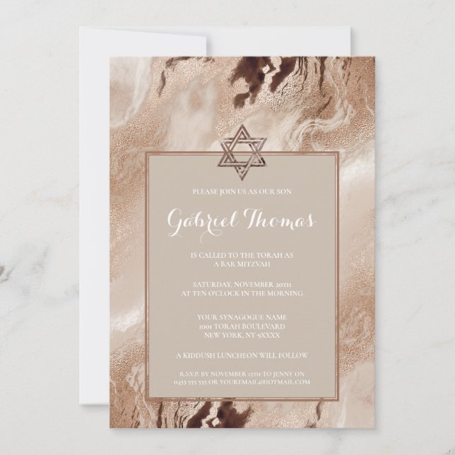Bar Mitzvah  Invitations | Stylish Gold (Front)