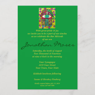 Bar Mitzvah Invite - Garden Oasis Hamsa