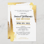 BAR MITZVAH INVITE modern luxe gilded gold border<br><div class="desc">by kat massard >>> kat@simplysweetPAPERIE.com <<< A super simple, yet stylish invitation design for your child's BAR MITZVAH. Wow your friends and family with this little number ;D Setup as a template it is simple for you to add your own details, or hit the customise button and you can add...</div>