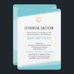 BAR MITZVAH INVITE simple modern turquoise blue<br><div class="desc">by kat massard >>> www.simplysweetPAPERIE.com <<< A simple, yet classy design for your son's BAR MITZVAH celebration. Wow your friends and family with this little number ;D Setup as a template it is simple for you to add your own details, add your photo or hit the customise button and you...</div>