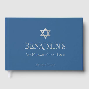 Bar Mitzvah Jewish Boy Star of David Classic Blue Guest Book