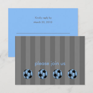 Bar Mitzvah Light Blue and Black Soccer Ball Invitation
