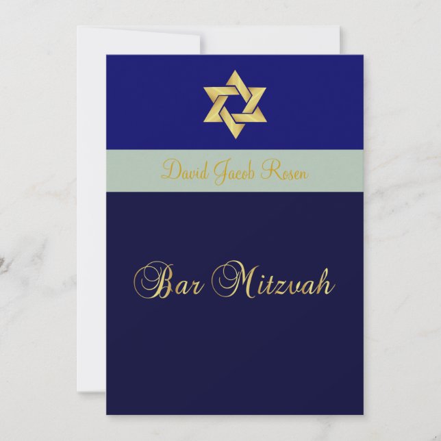 Bar Mitzvah/light + dark blue/customise your colou Invitation (Front)