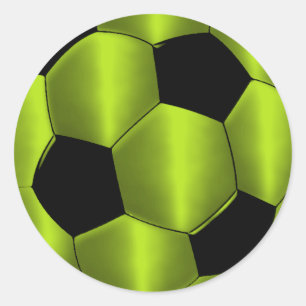 Bar Mitzvah Lime Green and Black Soccer Ball Classic Round Sticker