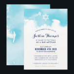 BAR MITZVAH modern aqua blue watercolor invite<br><div class="desc">by kat massard >>> kat@simplysweetPAPERIE.com <<< - - - - - - - - - - - - - - - - - - - - - - - - - - - - - - - - - - - - - - - - - - - - -...</div>