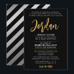 Bar Mitzvah modern black   gold calligraphy Invitation<br><div class="desc">by kat massard >>> WWW.SIMPLYSWEETPAPERIE.COM <<<

Love the design,  but would like to see some changes - another colour scheme,  product,  add a photo or adapted for a different occasion - no worries simply contact me,  kat@simplysweetPAPERIE.com - I am happy to help!</div>