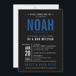 BAR MITZVAH modern bold block royal blue black Invitation<br><div class="desc">by kat massard >>> WWW.SIMPLYSWEETPAPERIE.COM <<< - - - - - - - - - - - - CONTACT ME to help with balancing your type perfectly Love the design, but would like to see some changes - another colour scheme, product, add a photo or adapted for a different occasion...</div>