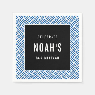 BAR MITZVAH modern bold block royal blue black Napkin