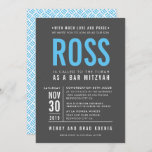 BAR MITZVAH modern bold block type grey aqua blue Invitation<br><div class="desc">by kat massard >>> WWW.SIMPLYSWEETPAPERIE.COM <<< - - - - - - - - - - - - CONTACT ME to help with balancing your type perfectly Love the design, but would like to see some changes - another colour scheme, product, add a photo or adapted for a different occasion...</div>