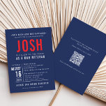 BAR MITZVAH modern bold block type navy red JOSH Invitation<br><div class="desc">by kat massard >>> WWW.SIMPLYSWEETPAPERIE.COM <<< - - - - - - - - - - - - CUSTOM design fro JOSH CONTACT ME to help with balancing your type perfectly Love the design, but would like to see some changes - another colour scheme, product, add a photo or adapted...</div>