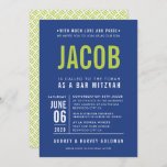 BAR MITZVAH modern bold block type royal blue lime Invitation<br><div class="desc">by kat massard >>> WWW.SIMPLYSWEETPAPERIE.COM <<< - - - - - - - - - - - - CONTACT ME to help with balancing your type perfectly Love the design, but would like to see some changes - another colour scheme, product, add a photo or adapted for a different occasion...</div>