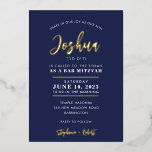 BAR MITZVAH modern classy calligraphy navy gold<br><div class="desc">by kat massard
Sophisticated invitation with "shiny gold foil" for your child's MITZVAH celebration.
Easy to update the template yourself
Email me for matching items and alternate colour schemes - kat@simplysweetpaperie.com</div>