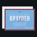 BAR MITZVAH modern football blue maroon ELLINA Invitation<br><div class="desc">by kat massard >>> kat@simplysweetPAPERIE.com <<< CONTACT ME for custom wording or to add any lines in Hebrew Love the design, but would like to see some changes - another colour scheme, product, add a photo or adapted for a different occasion - no worries simply contact me - I am...</div>