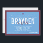 BAR MITZVAH modern football blue maroon ELLINA Invitation<br><div class="desc">by kat massard >>> kat@simplysweetPAPERIE.com <<< CONTACT ME for custom wording or to add any lines in Hebrew Love the design, but would like to see some changes - another colour scheme, product, add a photo or adapted for a different occasion - no worries simply contact me - I am...</div>