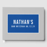 BAR MITZVAH modern geometric pattern grey blue Guest Book<br><div class="desc">by kat massard >>> https://linktr.ee/simplysweetpaperie <<<</div>