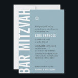 BAR MITZVAH modern minimal bold boy dusty blue Invitation<br><div class="desc">by kat massard >>> kat@simplysweetPAPERIE.com <<< CONTACT ME for custom wording or to add any lines in Hebrew Love the design, but would like to see some changes - another colour scheme, product, add a photo or adapted for a different occasion - no worries simply contact me - I am...</div>