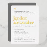 BAR MITZVAH modern minimal bold neutral grey<br><div class="desc">by kat massard
Modern invitation with "shiny gold foil" for your child's MITZVAH celebration.
Easy to update the template yourself
Email me for matching items and alternate colour schemes - kat@simplysweetpaperie.com</div>