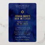 BAR MITZVAH modern minimal dark blue watercolor<br><div class="desc">by kat massard
Modern invitation with "shiny gold foil" for your child's MITZVAH celebration.
Easy to update the template yourself
Email me for matching items and alternate colour schemes - kat@simplysweetpaperie.com</div>