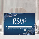 Bar Mitzvah Modern Navy Blue Ombre Agate Script  RSVP Card<br><div class="desc">Be proud, rejoice and celebrate this milestone of your favourite Bar Mitzvah with this cool, unique, modern, personalised RSVP insert card for your event! White script typography and Star of David overlay a deep navy blue ombre background with steel blue agate accented with faux silver veins. Personalise the custom text...</div>