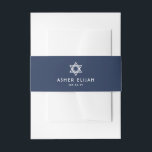 Bar Mitzvah Modern Navy Blue & White Star of David Invitation Belly Band<br><div class="desc">Compliment modern navy blue and white bar mitzvah invitations with stylish customised belly bands. Name and date on this template are simple to personalise or delete. The minimalist design features stylish art deco inspired vintage typography and an elegant Star of David. A coordinating belly band makes an elegant finishing touch...</div>