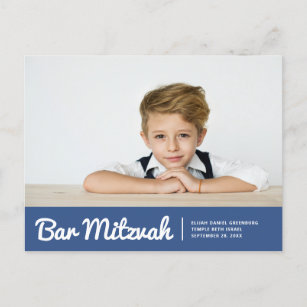 Bar Mitzvah Modern Simple Custom Photo Invitation