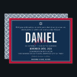 BAR MITZVAH modern sport boy bold red navy blue Invitation<br><div class="desc">by kat massard >>> kat@simplysweetPAPERIE.com <<< CONTACT ME for custom wording or to add any lines in Hebrew Love the design, but would like to see some changes - another colour scheme, product, add a photo or adapted for a different occasion - no worries simply contact me - I am...</div>