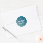 BAR MITZVAH modern star blue mint gradient Classic Round Sticker<br><div class="desc">by kat massard >>> https://linktr.ee/simplysweetpaperie <<<</div>