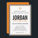 BAR MITZVAH modern star boy orange grey simple Invitation<br><div class="desc">by kat massard >>> kat@simplysweetPAPERIE.com <<< CONTACT ME for custom wording or to add any lines in Hebrew Love the design, but would like to see some changes - another colour scheme, product, add a photo or adapted for a different occasion - no worries simply contact me - I am...</div>