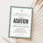 BAR MITZVAH modern star boy sporty green grey Invitation<br><div class="desc">by kat massard >>> kat@simplysweetPAPERIE.com <<< CONTACT ME for custom wording or to add any lines in Hebrew Love the design, but would like to see some changes - another colour scheme, product, add a photo or adapted for a different occasion - no worries simply contact me - I am...</div>
