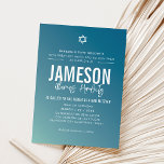 BAR MITZVAH modern star dark blue mint gradient  Invitation<br><div class="desc">by kat massard >>> kat@simplysweetPAPERIE.com <<< CONTACT ME for custom wording or to add any lines in Hebrew Love the design, but would like to see some changes - another colour scheme, product, add a photo or adapted for a different occasion - no worries simply contact me - I am...</div>