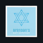 BAR MITZVAH modern stylish simple blue star Napkin<br><div class="desc">by kat massard >>> kat@simplysweetpaperie.com Setup as a template it is simple for you to add your own details, or hit the customise button and you can add or change text, fonts, sizes etc TIP :: 1. To change/move graphics / change background colour hit the "customise it" button. 2. You...</div>