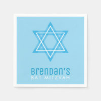 BAR MITZVAH modern stylish simple blue star