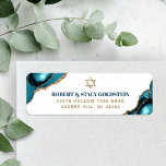 Bar Mitzvah Modern Turquoise Agate Return Address<br><div class="desc">Be proud, rejoice and celebrate this milestone of your favourite Bar Mitzvah whenever you use this cool, unique, modern, personalised return address label! Bold, dark teal blue and faux gold typography and a faux gold Star of David overlay a simple, clean white background with turquoise blue agate rocks accented with...</div>
