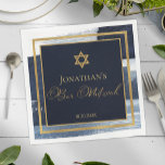 Bar Mitzvah Napkins | Watercolor Abstract Blue<br><div class="desc">Discover the exquisite fusion of abstract design and cultural significance in this abstract blue gilded bar mitzvah foil napkin. With an intricate, artistic design inspired by the beauty of Judaic heritage, these napkins will set the stage for an unforgettable celebration that blends the best of the old and the new....</div>