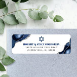Bar Mitzvah Navy Blue Agate Silver Return Address<br><div class="desc">Be proud, rejoice and celebrate this milestone of your favourite Bar Mitzvah whenever you use this cool, unique, modern, personalised return address label! Navy blue and grey typography and Star of David overlay a simple, white background with steel blue agate rocks accented with faux silver veins. Personalise the custom text...</div>