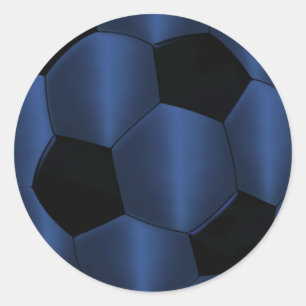 Bar Mitzvah Navy Blue and Black Soccer Ball Classic Round Sticker