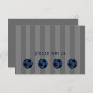 Bar Mitzvah Navy Blue and Black Soccer Ball Invitation