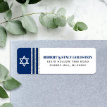Bar Mitzvah Navy Blue Silver Tallit Return Address<br><div class="desc">Be proud, rejoice and celebrate this milestone of your favourite Bar Mitzvah whenever you use this cool, unique, modern, personalised return address label! Bold, navy blue and grey typography, a white Star of David and a navy blue and silver glitter striped tallit inspired graphic overlay a simple, white background. Personalise...</div>