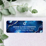 Bar Mitzvah Navy Watercolor Agate Return Address<br><div class="desc">Be proud, rejoice and celebrate this milestone of your favorite Bar Mitzvah whenever you use this cool, unique, modern, personalized return address label! White typography and Star of David overlay a deep blue galaxy watercolor background with navy blue agate accented with faux silver veins. Personalize the custom text with your...</div>