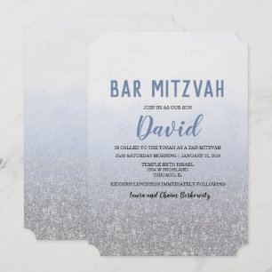 Bar Mitzvah Ombre Blue Invitation