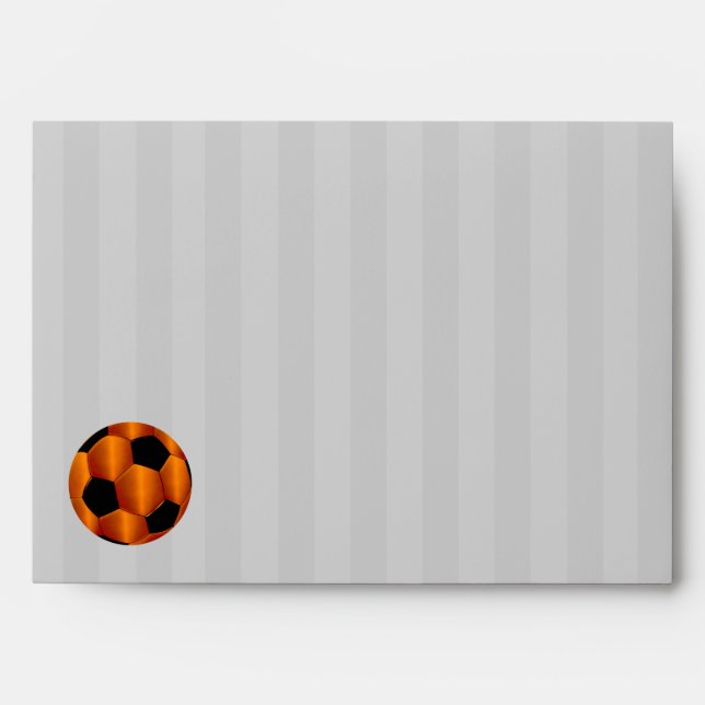 Bar Mitzvah Orange and Black Soccer Ball Envelopes (Front)