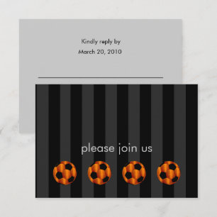 Bar Mitzvah Orange and Black Soccer Ball Invitation