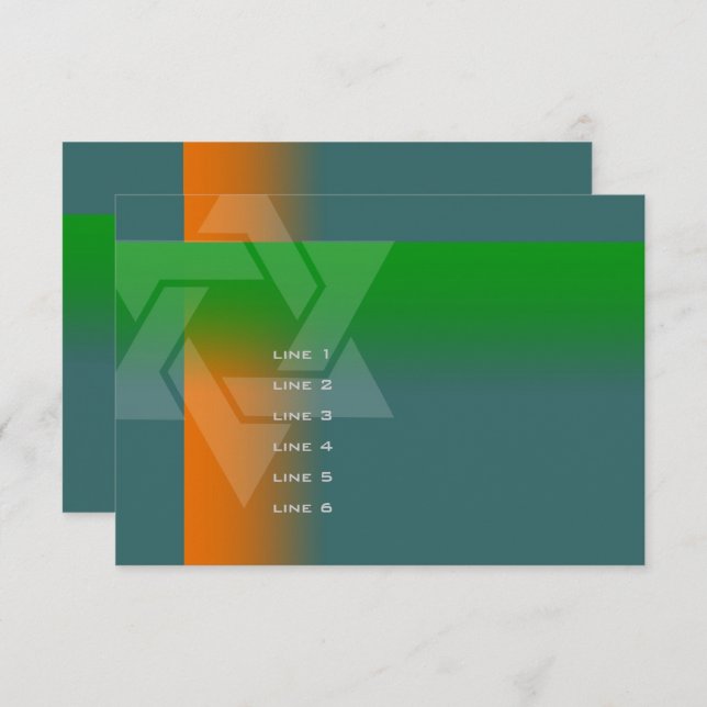 Bar Mitzvah Orange and Green on Any Colour Card (Front/Back)