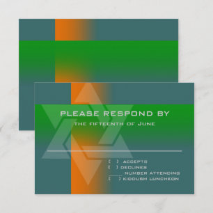 Bar Mitzvah Orange and Green on Any Colour RSVP Card