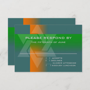 Bar Mitzvah Orange and Green on Any Colour RSVP Card