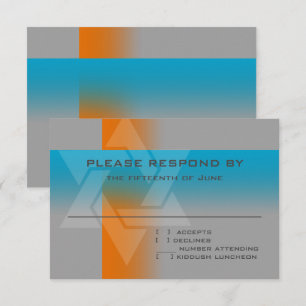 Bar Mitzvah Orange and Turquoise on Any Colour RSVP Card
