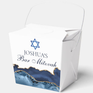 Bar Mitzvah Party Navy Blue Gold Fortune Favour Box
